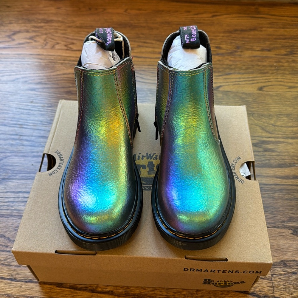 Beautiful rainbow Doc Marten boots BNIB Big Girl size 2